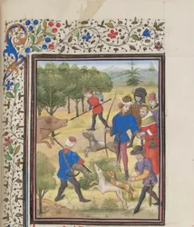 John II Comnenus, Byzantine Emperor at the Hunt. Miniature from the Historia by William of Tyre