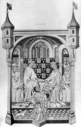 John Talbot, Earl of Shrewsbury, Presenting a Book to Margaret of Anjou, c1445