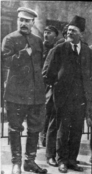 Josef Stalin and Mikhail Kalinin, Soviet leaders