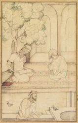 Kabir and Two Followers on a Terrace, c. 1610-1620