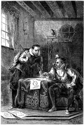 Kepler and Brahe at Work Together c. 1600, c. 1870