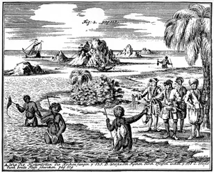 Khoikhois spearing fish, South Africa