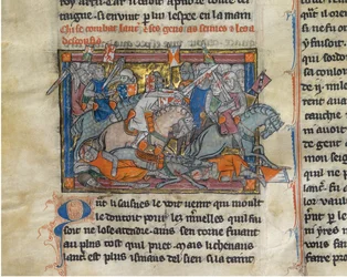 King Arthur Fighting the Saxons from the Rochefoucauld Grail