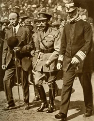 King George V attends a baseball match at Stamford Bridge, London