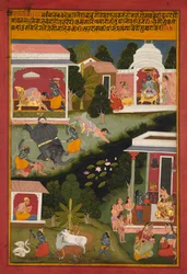 Krishna as the Destroyer of Demons, page from Surdass Sursagar