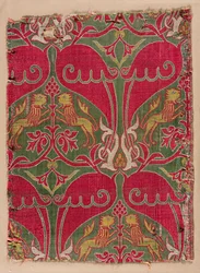 Lampas with Rampant Lions, Palmettes, and Escutcheons