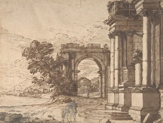Landscape with Classical Architecture by a Lake