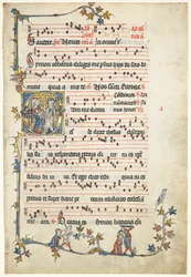 Leaf Excised from an Antiphonary: Initial Q with Saints Peter and Paul, c. 1325
