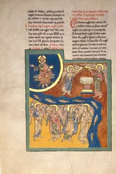 Leaf from a Beatus Manuscript: The Sixth Angel Delivers the Four Angels