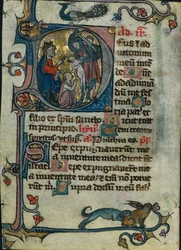 Leaf from a Book of Hours: Initial D: Massacre of the Innocents, 1 of 2 excised leaves, early 1300s