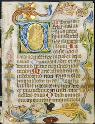 Leaf from a Book of Hours: Initial V with Floral Border