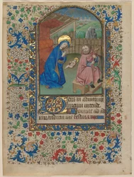 Leaf from a Book of Hours: The Nativity recto and Text verso, c. 1430