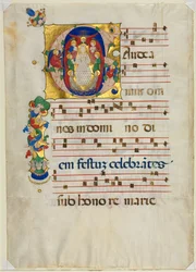 Leaf from a Gradual with Historiated Initial G: Mary as Queen of Heaven
