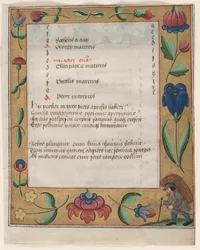 Leaf from a Psalter and Prayerbook: Calendar Page with Peasant (recto) and Calendar Page with Labors