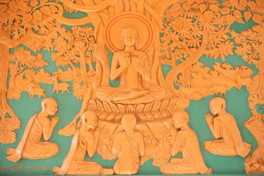 Life of Buddha: Buddha with His 5 Disciples in Benares, Phnom Penh, Cambodia