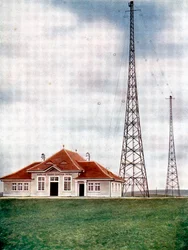 Long wave transmitter masts at a Marconi radio station at Berne, Switzerland
