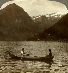 Looking Across Essefjord from Tjugum to Ice-Covered Kjeipen, Norway, c. 1905