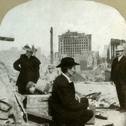 Looking East from Corner Pine and Stockton, Showing the Ruins of the Mills Building, 1906