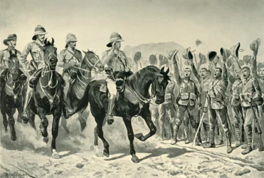 Lord Roberts Cheered by the Troops on His Arrival at Wonder River