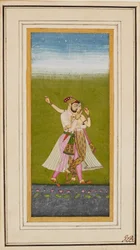 Lovers by a lotus pool