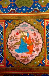 Lovers embracing in a garden
