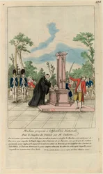 Machine proposed to the National Assembly by Mr Guillotin for the execution of criminals, c. 1790.
