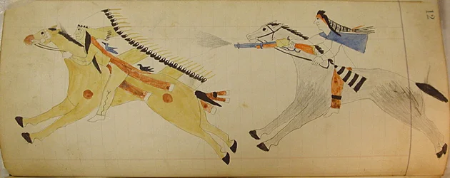 Maffet Ledger: Two Mounted Indians, ca. 1874-81