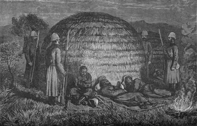 Major Marter and His Men Guarding Cetewayo in the Native Kraal