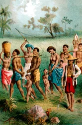 Male, Female and Child Captives Driven into Slavery by Arab Slave Traders, c1875