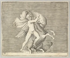 Man Grappling with Winged Horse
