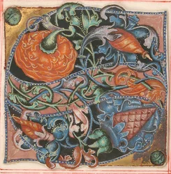 Manuscript Illumination with Initial S, from a Choir Book, 16th century