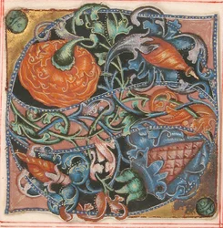 Manuscript Illumination with Initial S, from a Choir Book, German, 16th Century