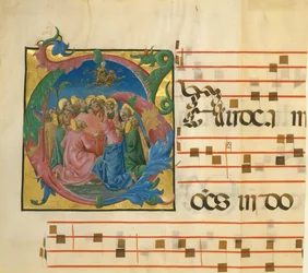 Manuscript Illumination with the Assumption of the Virgin in an Initial G, Italian