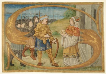 Manuscript Leaf Cutting Probably from a Missal with an Illuminated Initial S