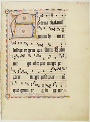 Manuscript Leaf with Initial A, from an Antiphonary, German
