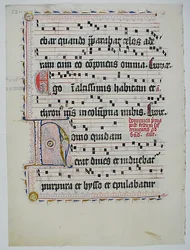 Manuscript Leaf with Initial H, from an Antiphonary, German, second quarter 15th century