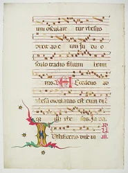 Manuscript Leaf with Initial I, from an Antiphonary, Italian, 15th century