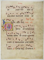 Manuscript Leaf with Initial O, from an Antiphonary, 15th century