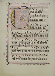Manuscript Leaf with Initial T, from an Antiphonary, German, second quarter 15th century