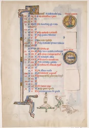 Manuscript Leaf with June Calendar, from a Royal Psalter