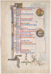 Manuscript Leaf with June Calendar, from a Royal Psalter