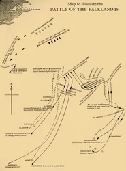 Map Illustrating the Battle of the Falkland Islands on 8 December 1914