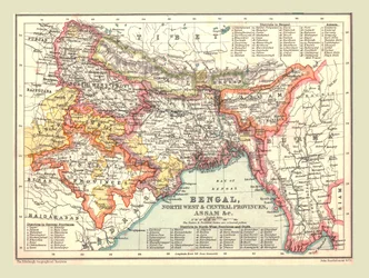 Map of Bengal, the North West and Central Provinces, and Assam, 1902