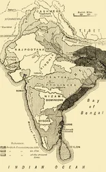 Map of India, Showing the British Possessions in 1780, 1800, and at the Present Time