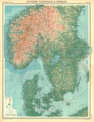 Map of Southern Scandinavia and Denmark