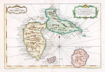 Map of the Caribbean Island of Guadeloupe, c1764