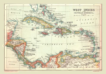 Map of the West Indies and Central America, 1902