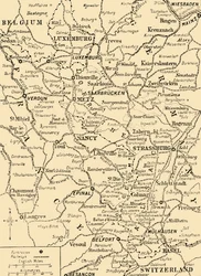 Map Showing the Border Between France and Germany, First World War, c1915, c1920