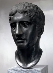 Marble head of Doryphoros Roman copy after original by Polykleitos
