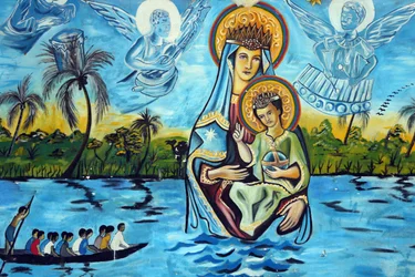 Marian sanctuary Our Lady of the Lake Togo. Wall painting. Togo